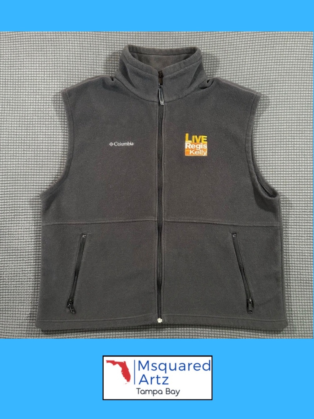 Columbia Men’s XL Gray Fleece Vest Live Regis Kelly Buena Vista TV Crew 2000s